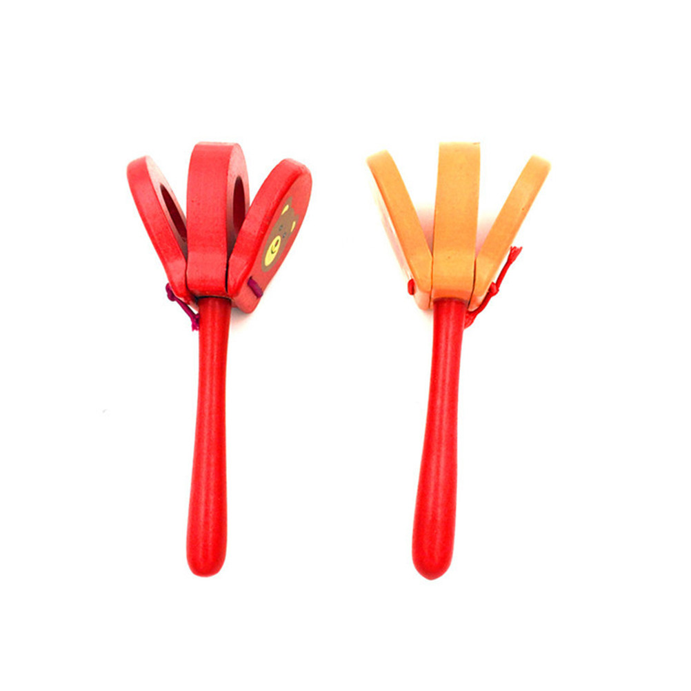 Musical Instrument Clapper - 3Pcs Wooden Castanets Hand Clappers Percussion