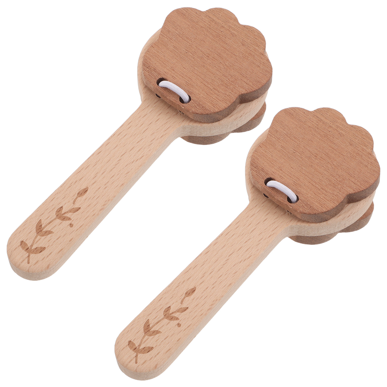 Musical Instrument Clapper - 2Pcs Wooden Paw Shape Castanets Fun