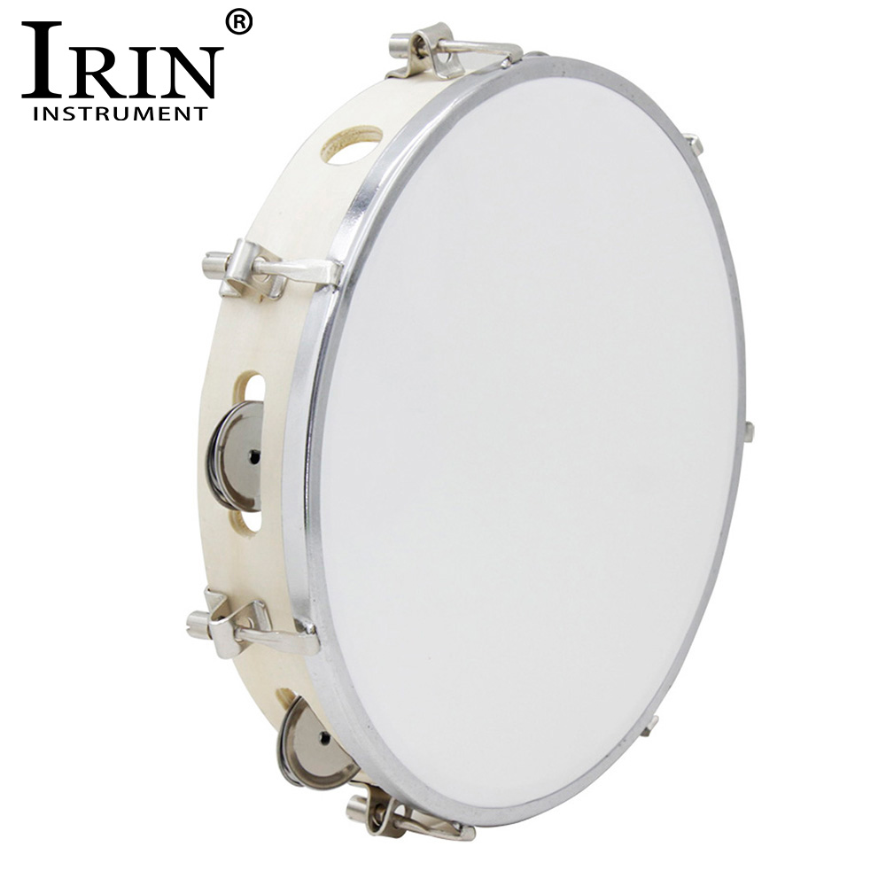 Tambourine Hand Drum - IRIN 10 Inch Tambourine Adjustable Wooden
