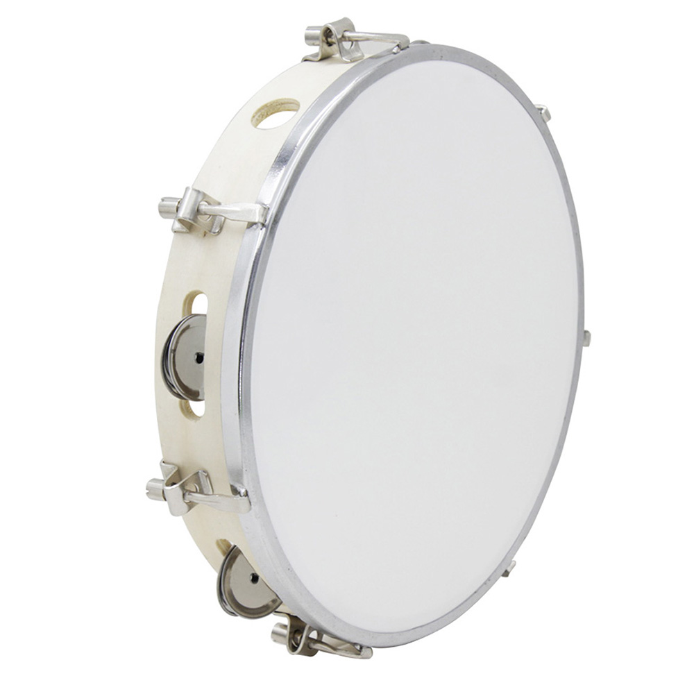 Tambourine Hand Drum - 10 Inches Tambourine Adjustable Solid Wooden