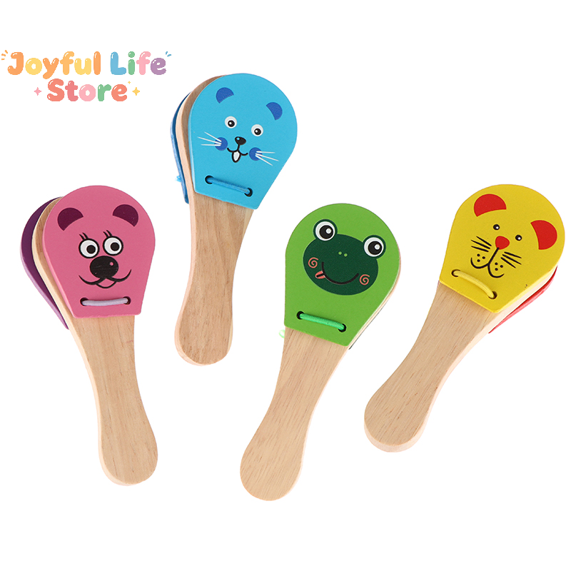 Kids Cartoon Wooden Castanets  - Musical Instrument Clapper recension och pris